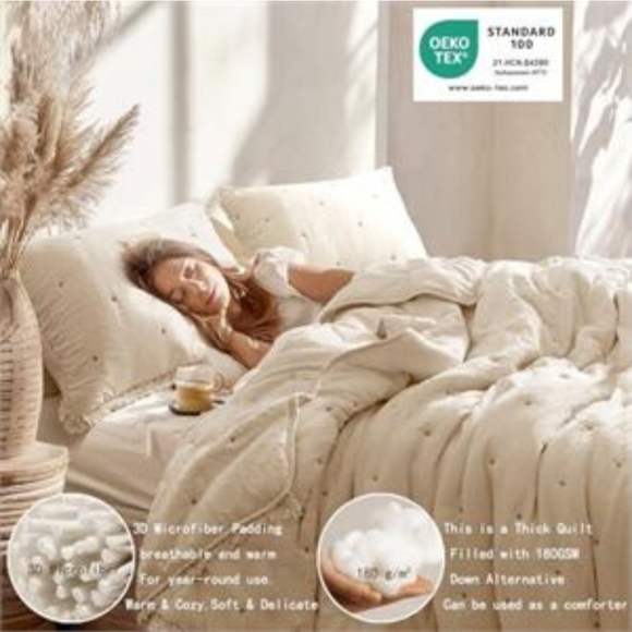 COOLXTRA Quilt Set King Size-Lightweight Quilt Bedding Set, Light Use Boho - Picture 3 of 7